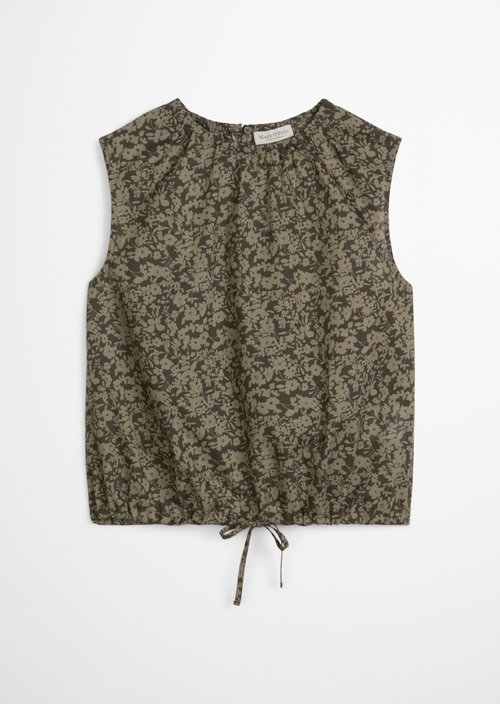 Patterned cropped blouse top — Dark Green
