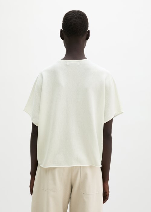 Short sleeve sweater loose — White Cotton