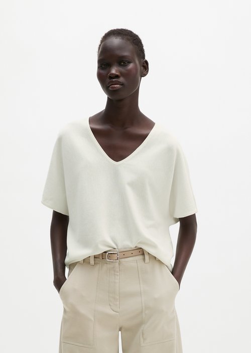 Short sleeve sweater loose — White Cotton
