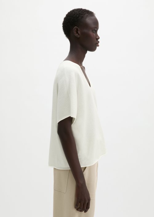 Short sleeve sweater loose — White Cotton