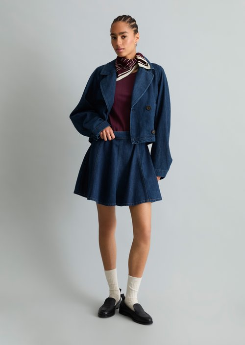 Cropped trench coat — Dark Blue
