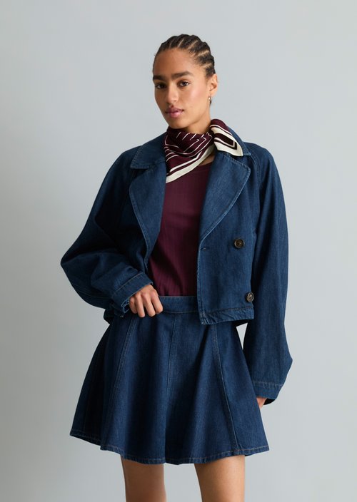 Cropped trench coat — Dark Blue