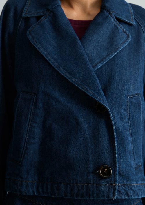 Cropped trench coat — Dark Blue