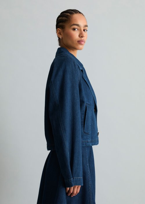 Cropped trench coat — Dark Blue