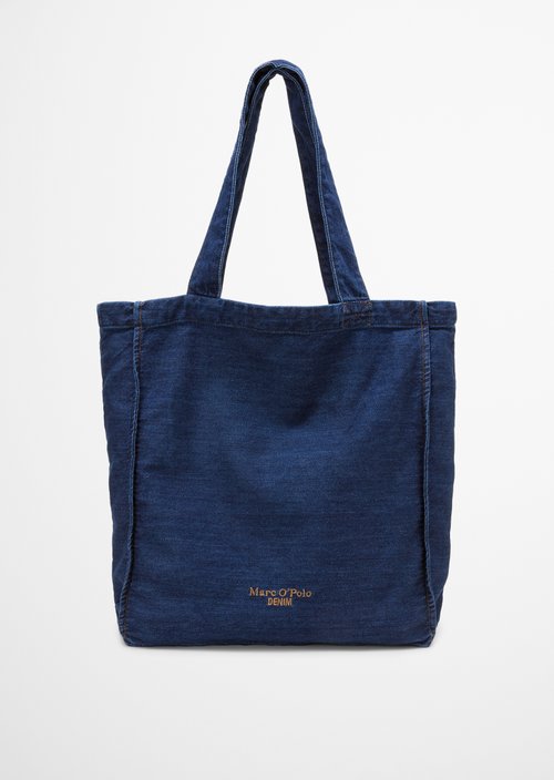 Large Denim Tote — Dark Blue