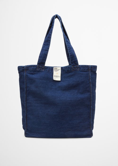 Large Denim Tote — Dark Blue
