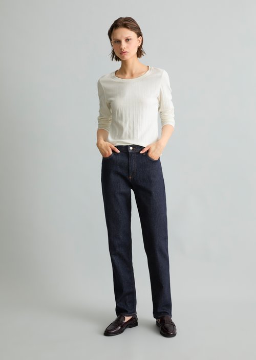 Olina Straight-Leg Jeans — Dark Blue