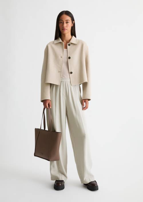 Vera Tote Bag Dark Walnut worn on model