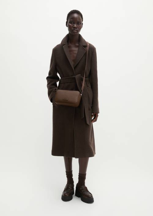 Villar Small Shoulder Bag Dark Walnut worn on model