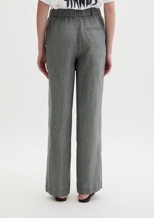 Straight linen trousers — Slate Grey Melange