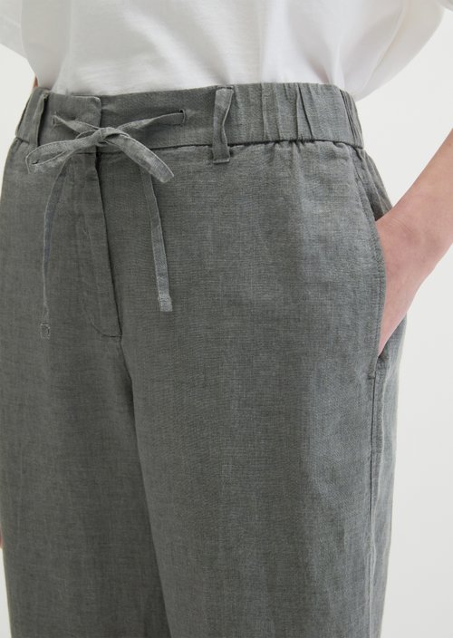 Straight linen trousers — Slate Grey Melange