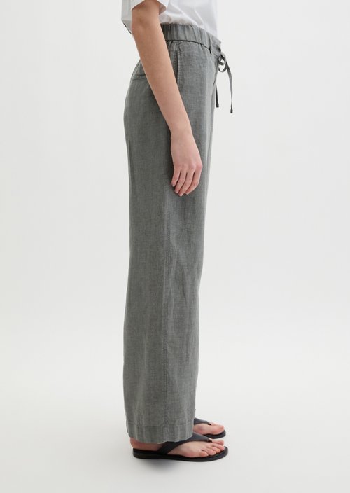 Straight linen trousers — Slate Grey Melange