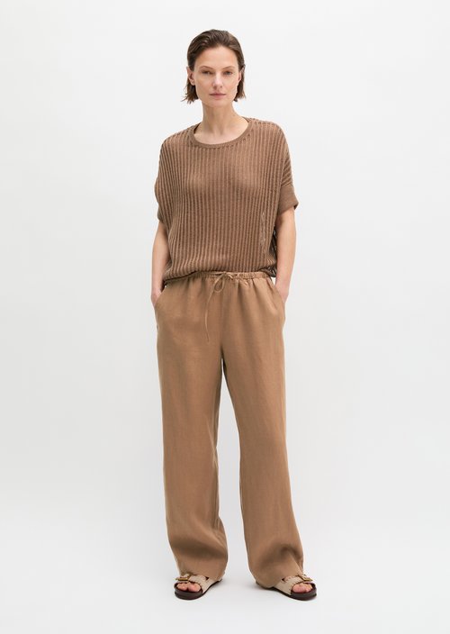 Straight linen trousers — Burnt Brown