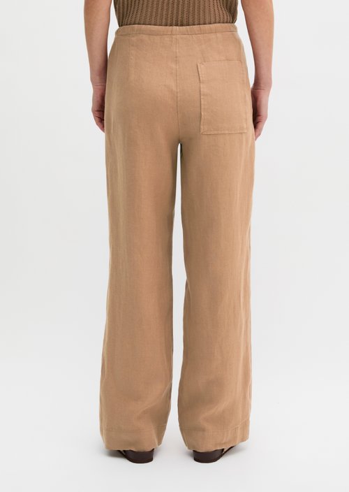 Straight linen trousers — Burnt Brown