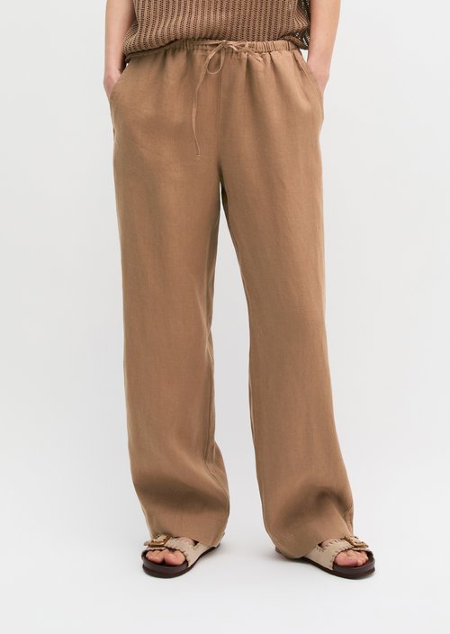 Straight linen trousers — Burnt Brown