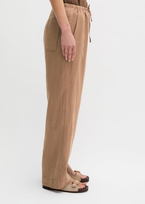 Straight linen trousers — Burnt Brown