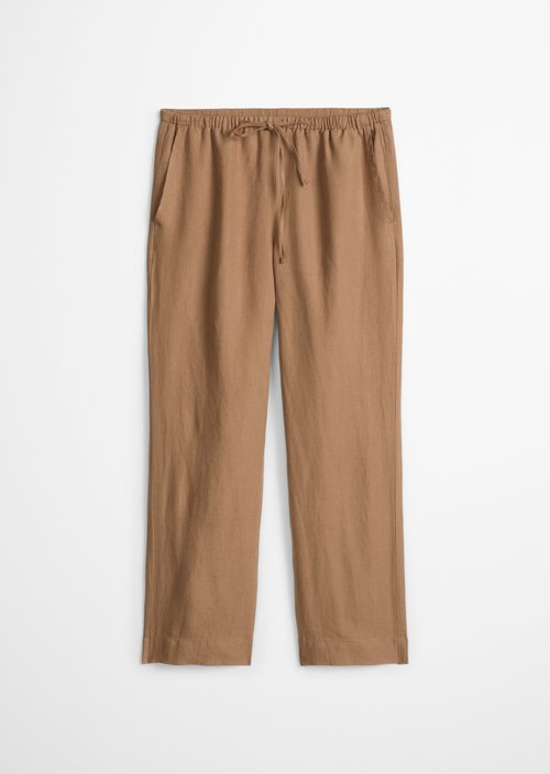 Straight linen trousers — Burnt Brown