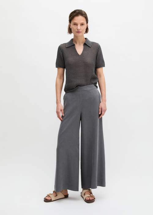 Pull-on culotte wide Oxide Grey in front view