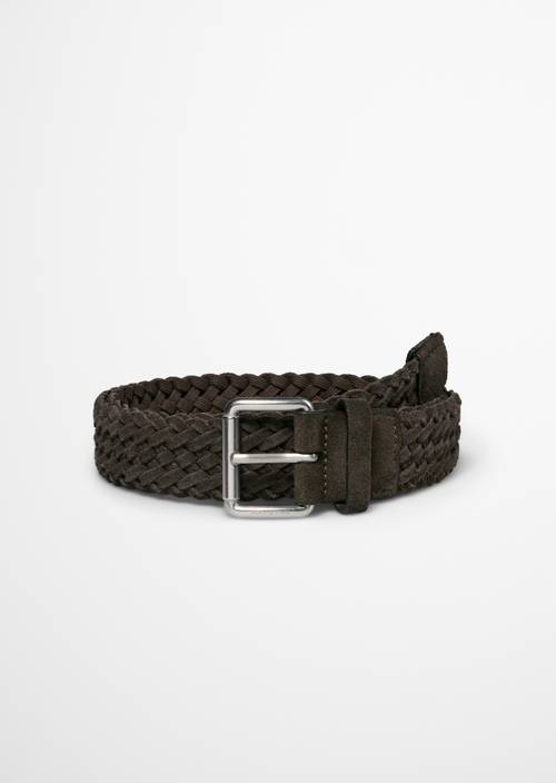 Vince Braided Belt Burnt Coffee in front view