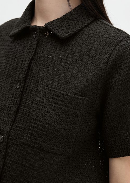 Relaxed crochet blouse — Black