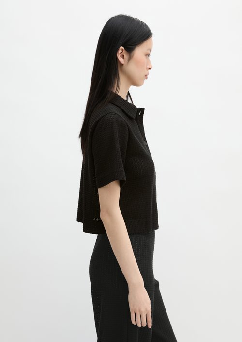 Relaxed crochet blouse — Black