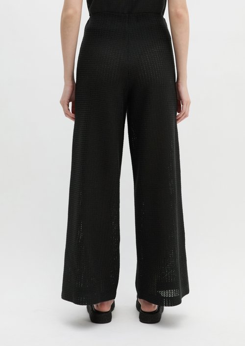 Crochet pull-on pants slim — Black