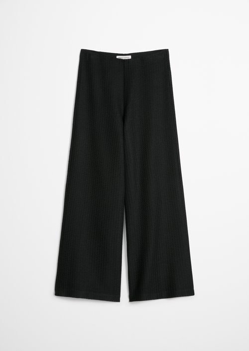 Crochet pull-on pants slim — Black