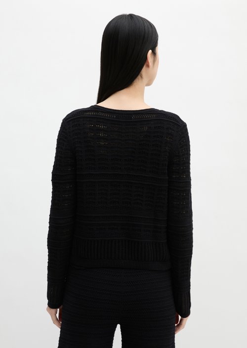 Ajour cardigan regular — Black