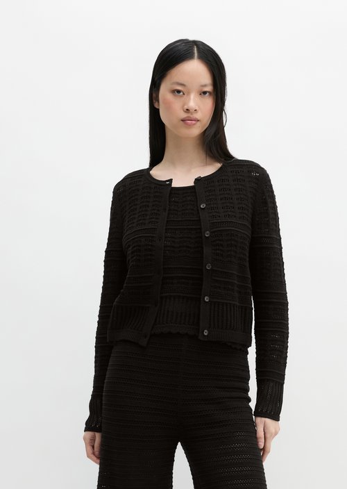 Ajour cardigan regular — Black