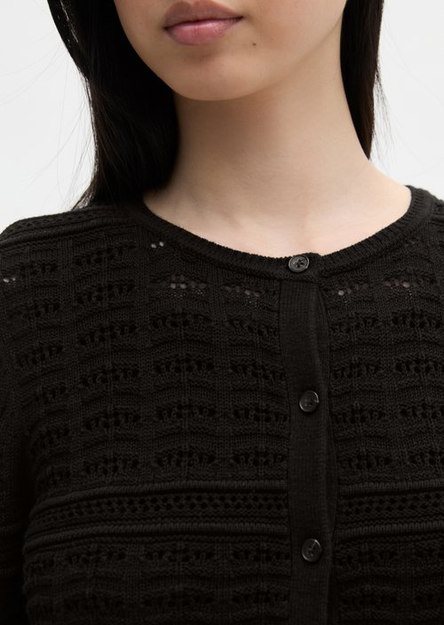 Ajour cardigan regular — Black