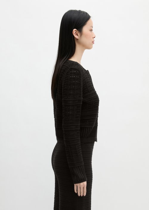 Ajour cardigan regular — Black