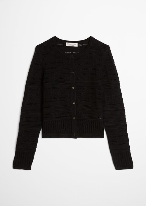 Ajour cardigan regular — Black