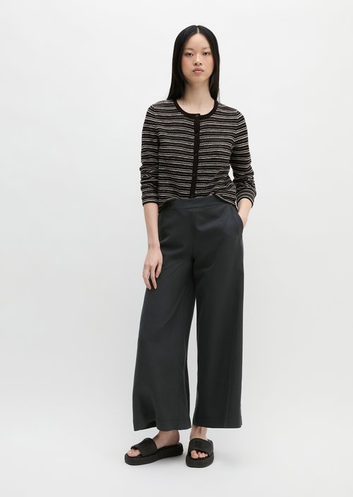 Striped ajour cardigan regular — Black