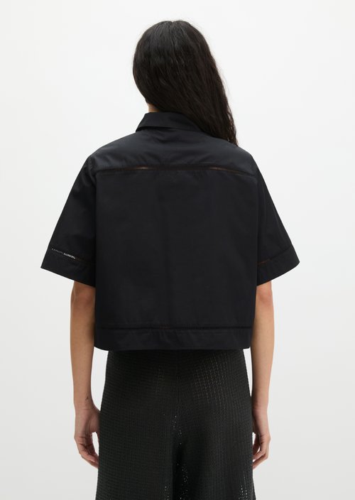 Regular short-sleeved blouse — Black
