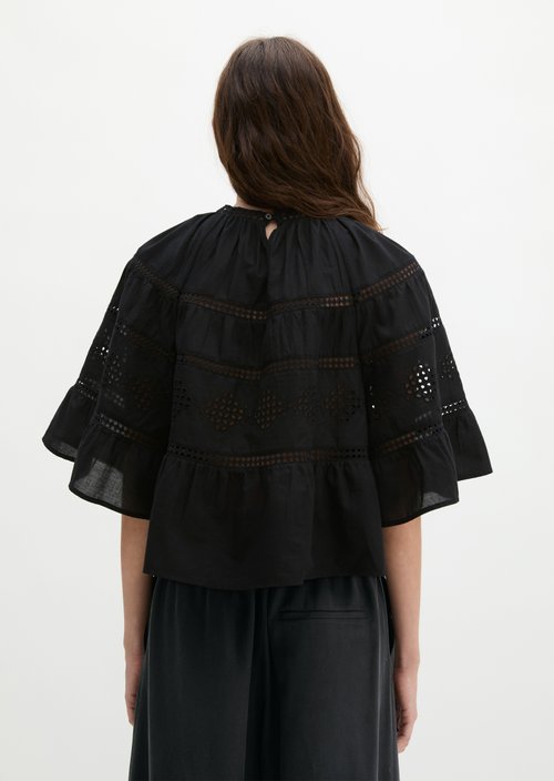 Boho blouse in a relaxed folklore style — Black