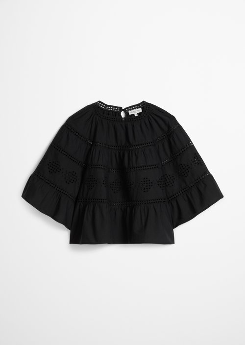 Boho blouse in a relaxed folklore style — Black