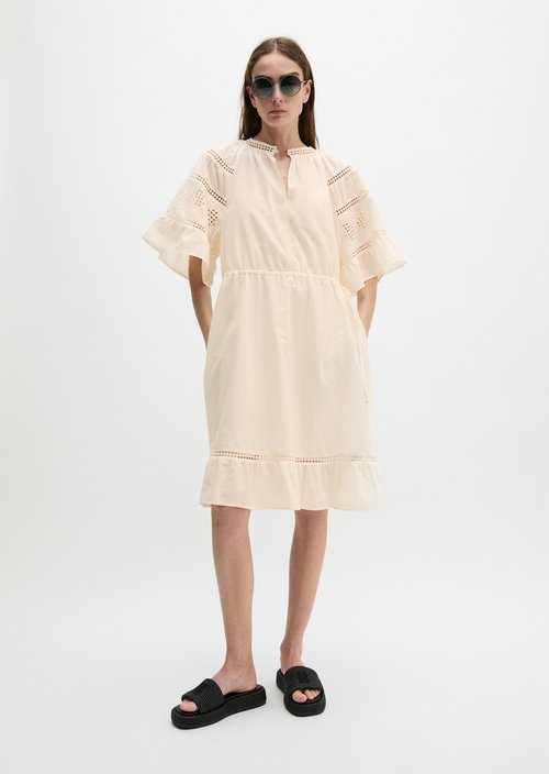 Boho dress in folklore style loose — White Cotton