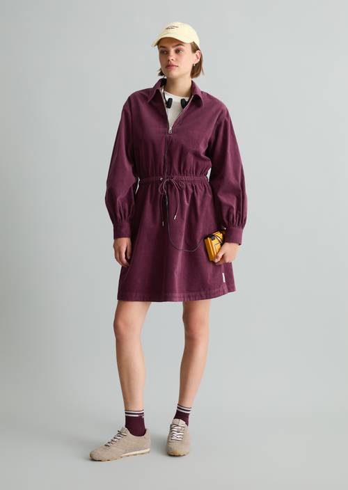 Feincord-Kleid regular Mahagony Jam in Frontalansicht