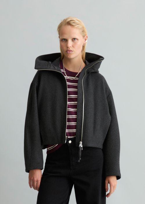 Regular-Fit Hooded Jacket — Anthra Melange