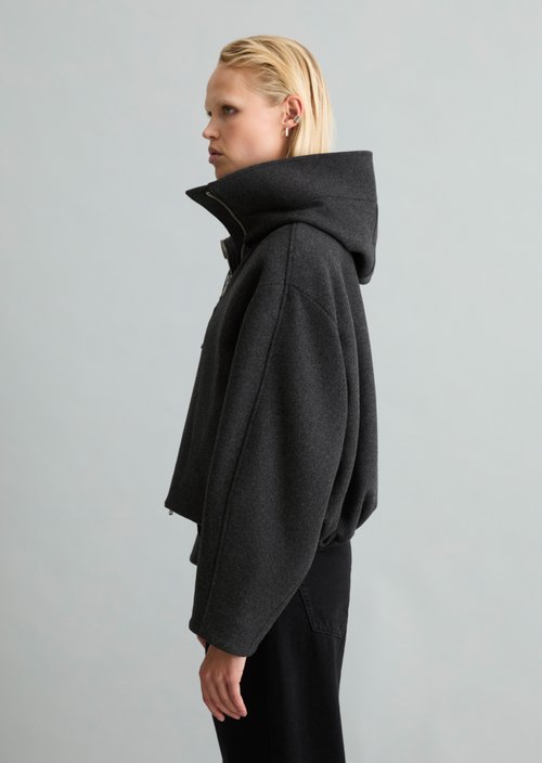 Regular-Fit Hooded Jacket — Anthra Melange