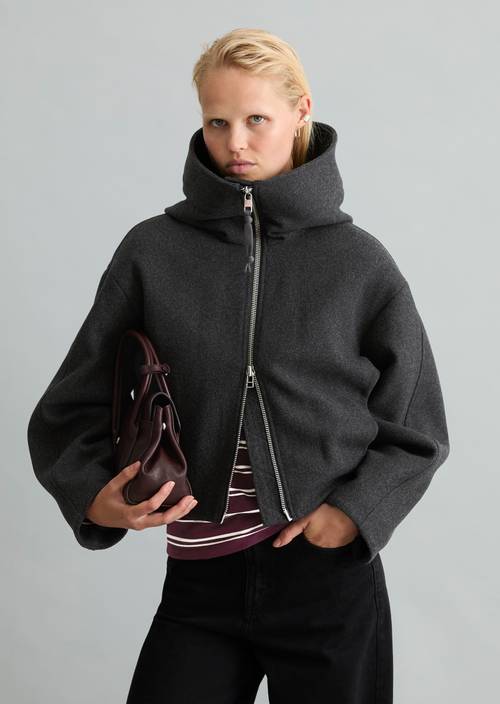 Veste à capuche coupe classique Anthra Melange en vue de face