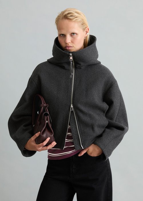 Regular-Fit Hooded Jacket — Anthra Melange
