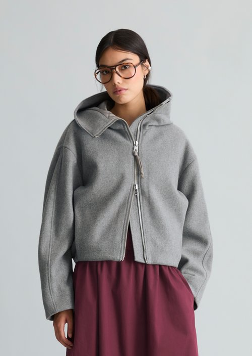 Regular-Fit Hooded Jacket — Stone Melange