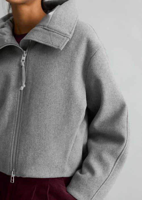 Regular-Fit Hooded Jacket Stone Melange in detail view