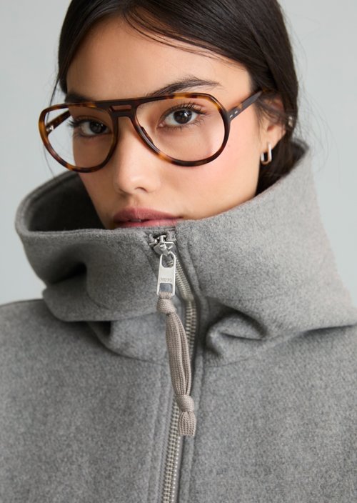 Regular-Fit Hooded Jacket — Stone Melange