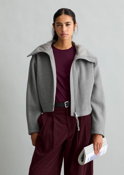 Regular-Fit Hooded Jacket — Stone Melange