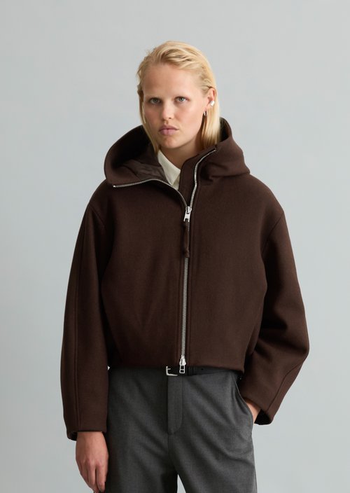 Regular-Fit Hooded Jacket — Espresso Brown