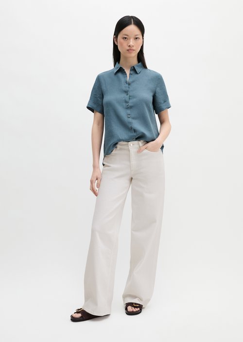 Regular short-sleeved linen blouse — Bright Sea