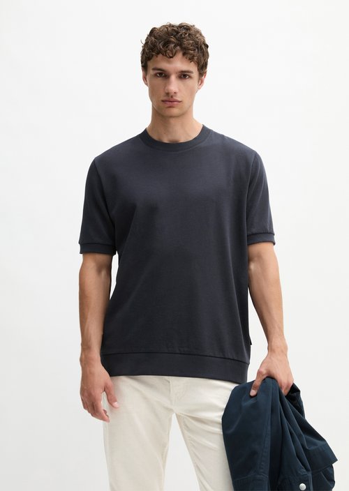 Regular-Fit Short-Sleeve Sweatshirt — Dark Navy