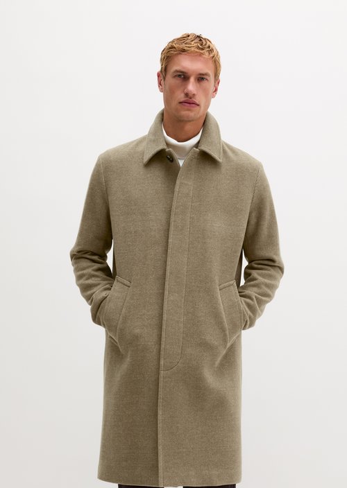 Regular-Fit Wool Coat — Linen Beige